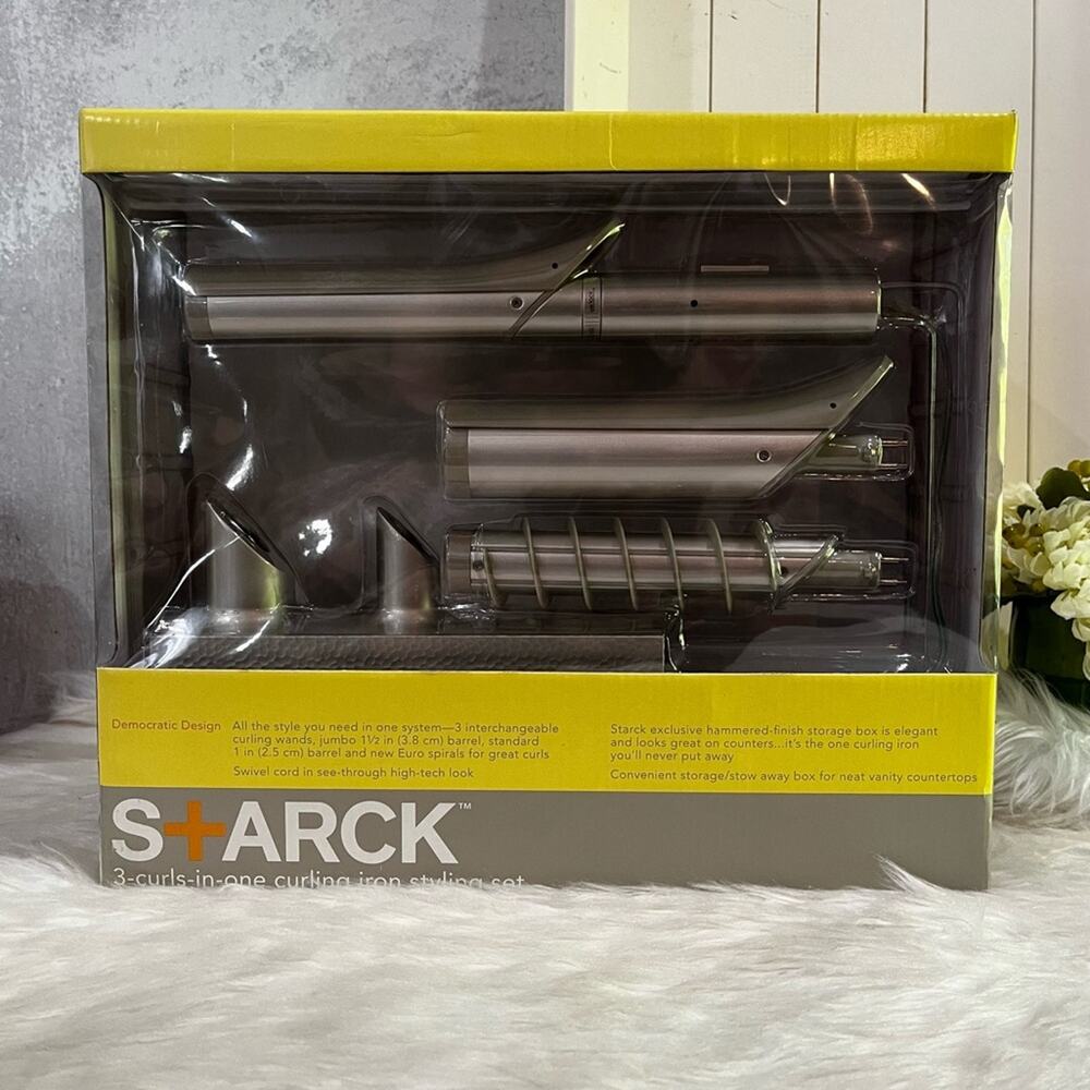 NEW STARCK 3 in 1 Curling Iron Styling System Set Hammered Storage Caddy NIB